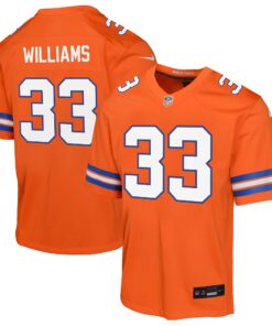 Javonte Williams Denver Broncos  Youth Mile High Collection 1977 Throwback Game Jersey  Orange