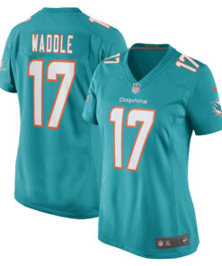 Jaylen Waddle Miami Dolphins  Women_s Game Player Jersey  Aqua