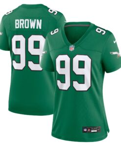 Jerome Brown Philadelphia Eagles  Women_s Alternate Game Jersey  Kelly Green