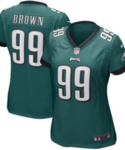 Jerome Brown Philadelphia Eagles  Women_s Game Retired Player Jersey  Midnight Green