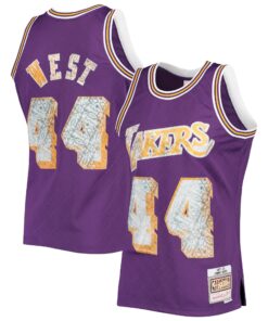Jerry West Los Angeles Lakers Mitchell &amp Ness 197172 Hardwood Classics NBA 75th Anniversary Diamond Swingman Jersey - Purple