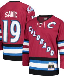 Joe Sakic Colorado Avalanche Mitchell amp Ness 200102 Blue Line Alternate Player Jersey  Burgundy