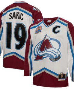 Joe Sakic Colorado Avalanche Mitchell amp Ness Captain Patch 200001 Blue Line Player Jersey  White