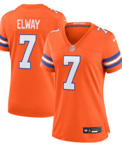 John Elway Denver Broncos  Women_s Mile High Collection 1977 Throwback Player Game Jersey  Orange