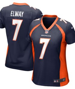 John Elway Denver Broncos  Women_s Retired Player Jersey  Navy