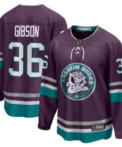 John Gibson Anaheim Ducks Fanatics 30th Anniversary Premier Breakaway Jersey  Purple