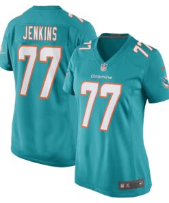 John Jenkins Miami Dolphins  Women_s Game Player Jersey  Aqua