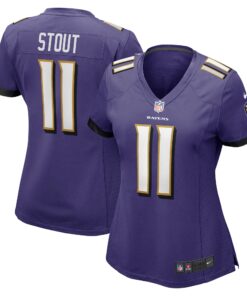 Jordan Stout Baltimore Ravens  Women_s Player Game Jersey  Purple