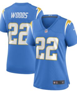 JT Woods Los Angeles Chargers  Women_s Game Player Jersey  Powder Blue