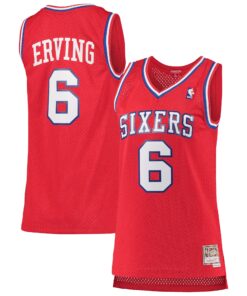Julius Erving Philadelphia 76ers Mitchell &amp Ness Women's 198283 Hardwood Classics Swingman Jersey - Red