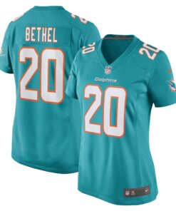 Justin Bethel Miami Dolphins  Women_s Game Player Jersey  Aqua