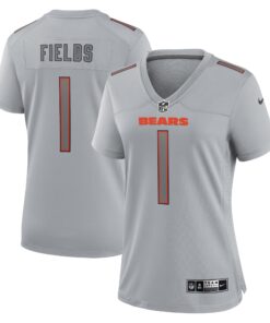 Justin Fields Chicago Bears  Women_s Atmosphere Fashion Game Jersey  Gray