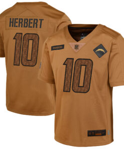 Justin Herbert Los Angeles Chargers  Women_s 2023 Salute To Service Limited Jersey  Brown