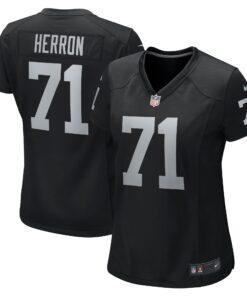 Justin Herron Las Vegas Raiders  Women_s Team Game Jersey   Black
