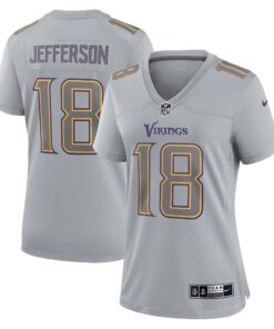 Justin Jefferson Minnesota Vikings  Women_s Atmosphere Fashion Game Jersey  Gray