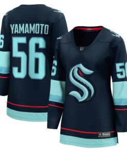 Kailer Yamamoto Seattle Kraken Fanatics Women_s Home Breakaway Player Jersey  Deep Sea Blue