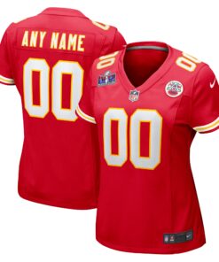 Kansas City Chiefs  Women_s Super Bowl LVIII Patch Custom Game Jersey  Red