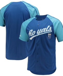 Kansas City Royals Stitches ButtonDown Raglan Replica Jersey  Royal