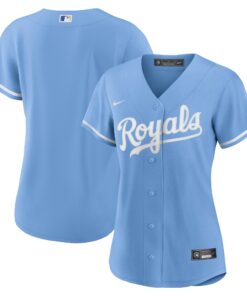 Kansas City RoyalsWomen_s Alternate Replica Team Logo Jersey  Light Blue