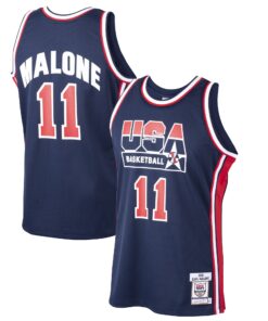 Karl Malone USA Basketball Mitchell &amp Ness 1992 Dream Team Authentic Jersey - Navy