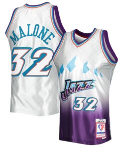 Karl Malone Utah Jazz Mitchell &amp Ness 199697 Hardwood Classics 75th Anniversary Swingman Jersey - Platinum