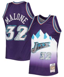 Karl Malone Utah Jazz Mitchell &amp Ness 199697 Hardwood Classics NBA 75th Anniversary Diamond Swingman Jersey - Purple