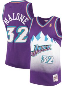 Karl Malone Utah Jazz Mitchell &amp Ness 199697 Hardwood Classics Swingman Jersey - Purple