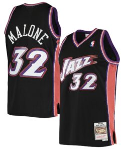 Karl Malone Utah Jazz Mitchell &amp Ness 200102 Hardwood Classics Swingman Jersey - Black