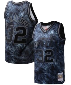 Karl Malone Utah Jazz Mitchell &amp Ness Hardwood Classics 199192 Tie-Dye Swingman Jersey - Black
