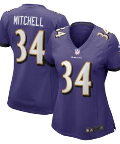 Keaton Mitchell Baltimore Ravens  Women_s  Game Jersey   Purple