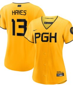 Ke_Bryan Hayes Pittsburgh PiratesWomen_s City Connect Replica Player Jersey  Gold