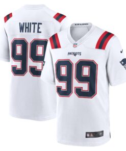 Keion White New England Patriots   Game Jersey   White