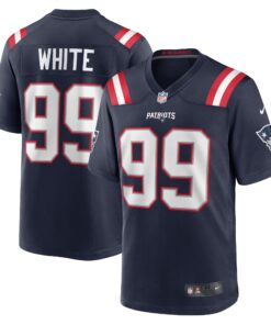 Keion White New England Patriots  Team Game Jersey   Navy
