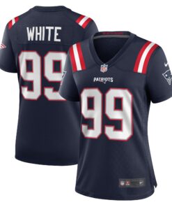 Keion White New England Patriots  Women_s Team Game Jersey   Navy