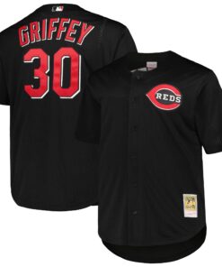 Ken Griffey Jr. Cincinnati Reds Mitchell amp Ness Big amp Tall Cooperstown Collection Batting Practice Replica Jersey  Black