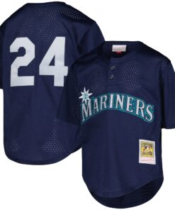 Ken Griffey Jr. Seattle Mariners Mitchell amp Ness Youth Cooperstown CollectionnbspMesh Batting Practice Jersey  Navy