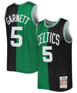 Kevin Garnett Boston Celtics Mitchell &amp Ness Hardwood Classics 200708 Split Swingman Jersey - BlackKelly Green