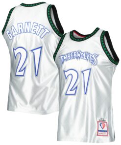 Kevin Garnett Minnesota Timberwolves Mitchell &amp Ness 199798 Hardwood Classics 75th Anniversary Swingman Jersey - Platinum