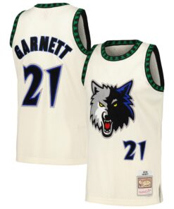 Kevin Garnett Minnesota Timberwolves Mitchell &amp Ness Chainstitch Swingman Jersey - Cream