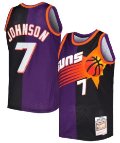 Kevin Johnson Phoenix Suns Mitchell &amp Ness Hardwood Classics 199697 Split Swingman Jersey - PurpleBlack