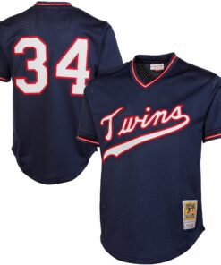 Kirby Puckett Minnesota Twins Mitchell amp Ness 1985 Authentic Cooperstown Collection Mesh Batting Practice Jersey  Navy