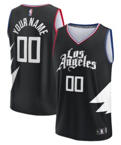LA Clippers Fanatics Youth Fast Break Replica Custom Jersey - Statement Edition - Black