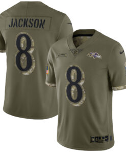 Lamar Jackson Baltimore Ravens  2022 Salute To Service Limited Jersey  Olive