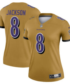 Lamar Jackson Baltimore Ravens  Women_s Inverted Legend Jersey  Gold