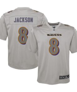 Lamar Jackson Baltimore Ravens  Youth Atmosphere Fashion Game Jersey  Gray