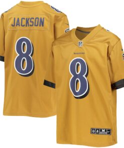 Lamar Jackson Baltimore Ravens  Youth Inverted Team Game Jersey  Gold
