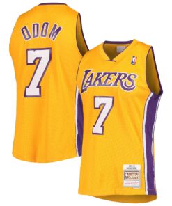 Lamar Odom Los Angeles Lakers Mitchell &amp Ness 200102 Hardwood Classics Swingman Jersey - Gold