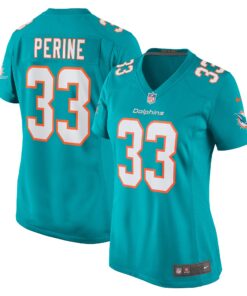 Lamical Perine Miami Dolphins  Women_s Home Game Player Jersey  Aqua