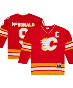 Lanny McDonald Calgary Flames Mitchell amp Ness Captain Patch 198889 Blue Line Player Jersey  Red