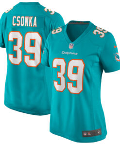 Larry Csonka Miami Dolphins  Women_s Game Retired Player Jersey  Aqua